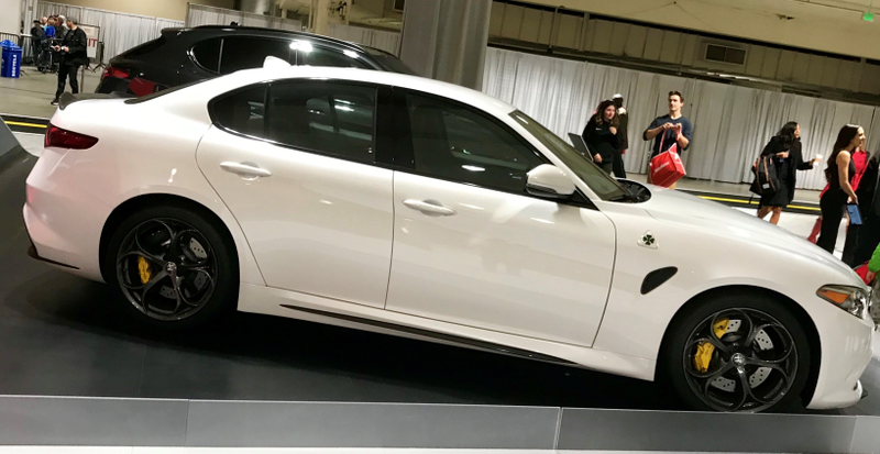 Giulia Quattrofoglio! I note that in keeping with its reputation, Alfa had far and away the most beautiful professionals attending its display (not pictured, or at least not intentionally), and they seemed to be knowledgeable as well. I’m a polite modern gentleman who would never leer or catcall, but GOTDAMN.
